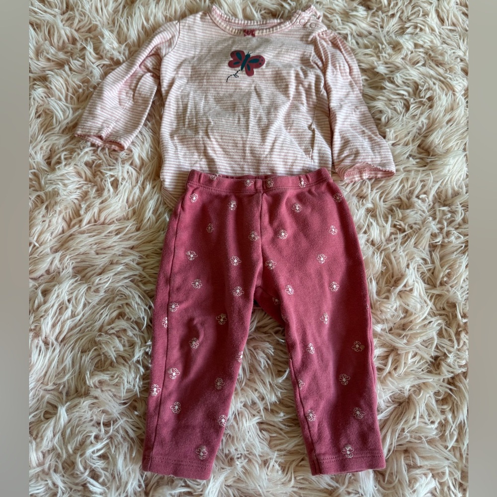 Pink Striped Butterfly Baby Outfit
